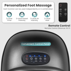 Shiatsu Foot Massager Machine with 2-Level Heat and Air Compression-Black view 4