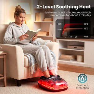 Shiatsu Foot Massager Machine with 2-Level Heat and Air Compression-Black view 6