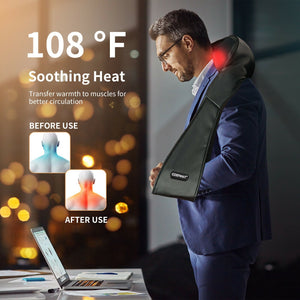 Shiatsu Neck Massager with Heat and Deep Tissue 3D-Kneading-Black view 6