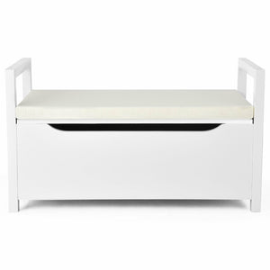 34.5 ×15.5 ×19.5 Inch Shoe Storage Bench with Cushion Seat for Entryway-White view 4