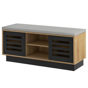 Shoe Bench with 6 Storage Compartments and 3 Adjustable Shelves-Natural view 4