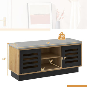 Shoe Bench with 6 Storage Compartments and 3 Adjustable Shelves-Natural view 5