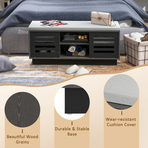 Shoe Bench with 6 Storage Compartments and 3 Adjustable Shelves-Gray view 9