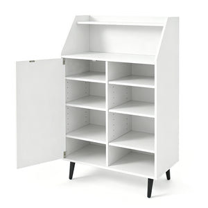 Shoe Storage Cabinet with 2-Tier Open Compartment and 4-Tier Adjustable Shelf-White view 4