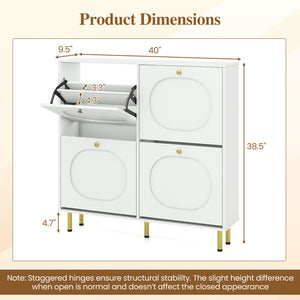 Shoe Storage Cabinet with 4 Flip Drawers and Aluminum Legs-White view 4