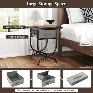 Side Table with Fabric Drawer and Carved Metal Frame for Living Room view 8