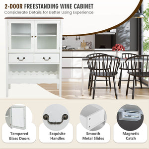 Sideboard Buffet Cabinet with 2 Tempered Glass Doors-White view 5