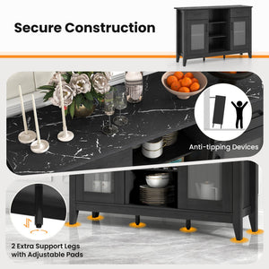 Sideboard Buffet Cabinet with 2 Drawers and 4 Adjustable Shelves-Black view 8