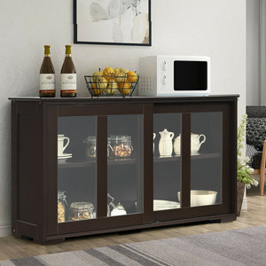 Sideboard Buffet Cupboard Storage Cabinet with Sliding Door-Brown view 6