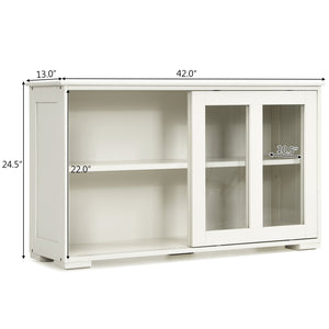 Sideboard Buffet Cupboard Storage Cabinet with Sliding Door-Antique White view 5