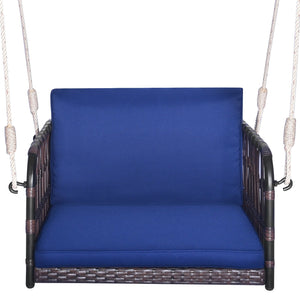 Single Person Hanging Seat with Seat and Back Cushions-Navy view 4