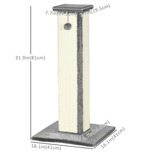 32" Tall Cat Scratching Post for Indoor Cats and Kittens, Sisal Cat Scratcher with Hanging Ball Soft Plush – view 16
