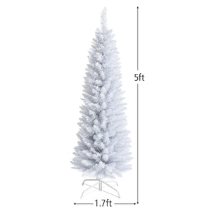 Slim Artificial Christmas Pencil Tree with PVC Needles and Folding Metal Stand-5' view 4