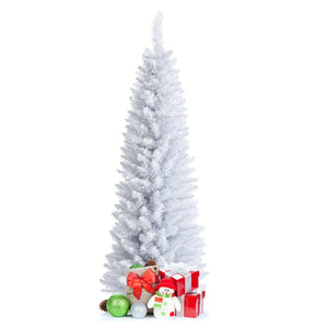 Slim Artificial Christmas Pencil Tree with PVC Needles and Folding Metal Stand-5' view 9