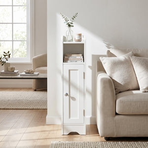 Slim Bathroom Cabinet Corner with 1 Door and Adjustable Shelves-White view 6