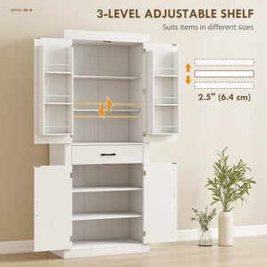 72" Kitchen Pantry Cabinet, Farmhouse Kitchen Storage Cabinet with 4 Barn Doors, 6 Door Shelves, Drawer – view 19