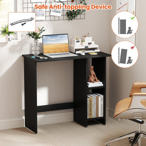 Small Computer Desk with Storage and Adjustable Shelf-Black view 7