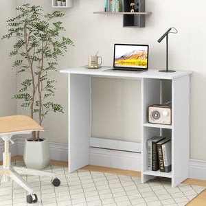 Small Computer Desk with Storage and Adjustable Shelf-White view 2