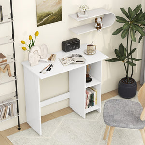 Small Computer Desk with Storage and Adjustable Shelf-White view 3