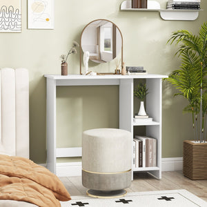 Small Computer Desk with Storage and Adjustable Shelf-White view 6