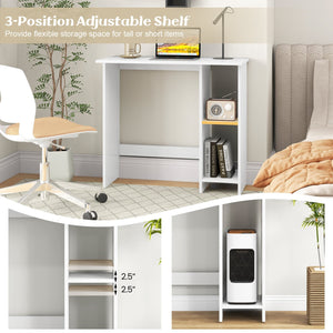 Small Computer Desk with Storage and Adjustable Shelf-White view 9
