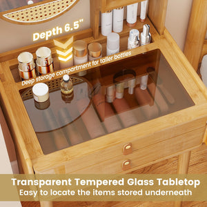 Small Vanity Desk and Stool Set with Mirror and 2 Drawers view 8