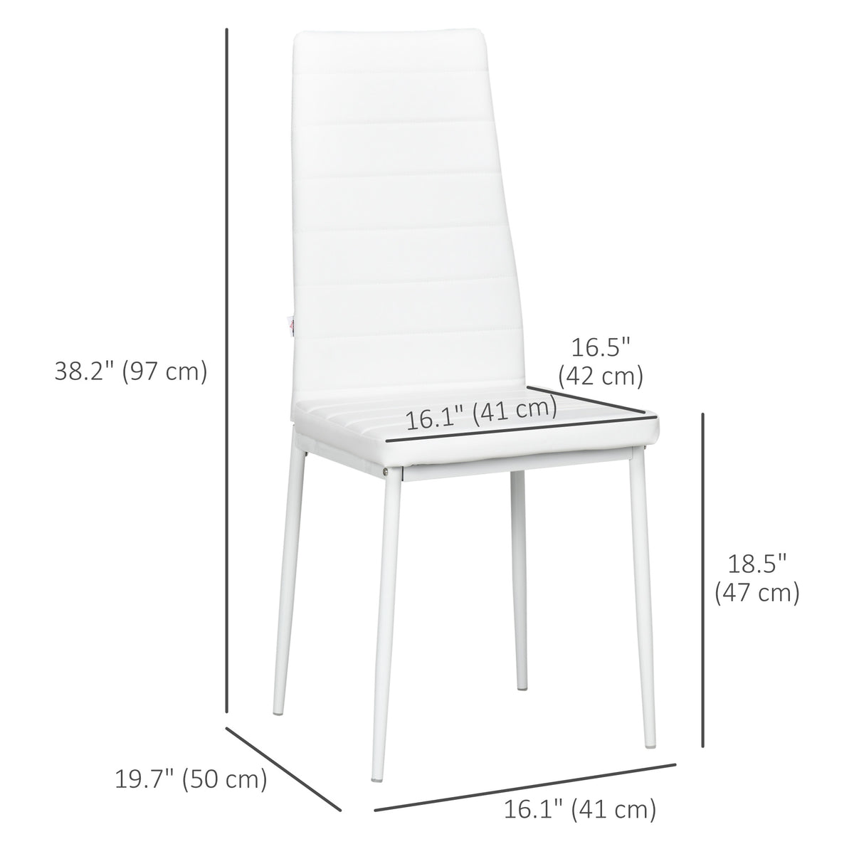 High Back Dining Chairs, Modern Upholstered PU Leather Accent Chairs with Metal Legs for Kitchen, Set of 6, White