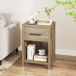 Nightstand with Drawer and Shelf-Natural view 3