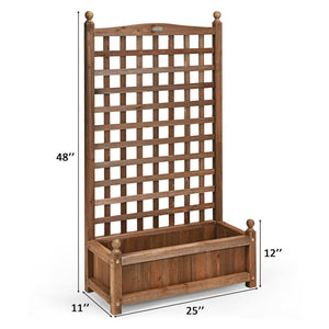 Solid Free Standing Wood Planter Box with Trellis for Garden view 5