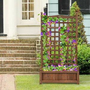 Solid Free Standing Wood Planter Box with Trellis for Garden view 7