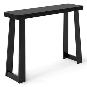 Solid Rubber Wood Console Table 43inch Narrow Entryway Table with Thick Tabletop and Stable Base-Black view 4