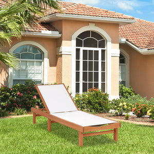 Outdoor Wood Chaise Lounge Chair with 5-Postion Adjustable Back view 3