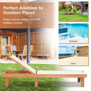 Outdoor Wood Chaise Lounge Chair with 5-Postion Adjustable Back view 6