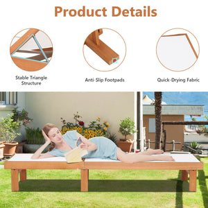 Outdoor Wood Chaise Lounge Chair with 5-Postion Adjustable Back view 7