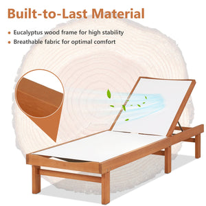 Outdoor Wood Chaise Lounge Chair with 5-Postion Adjustable Back view 8