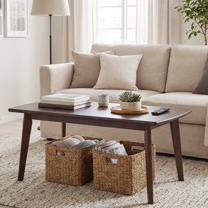 Solid Wood Modern Coffee Table with Tapered Legs-Walnut view 3