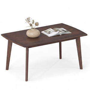 Solid Wood Modern Coffee Table with Tapered Legs-Walnut view 4