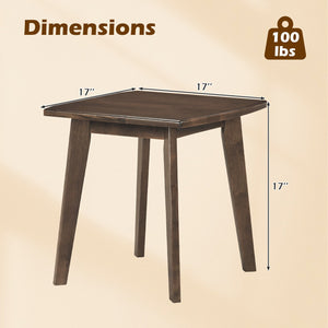 Solid Wood Side Table Square End Table with Thickened Top and Curved Edge-Walnut view 5