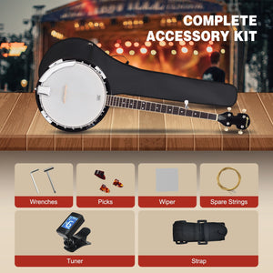 5-String Geared Tunable Banjo with case view 8
