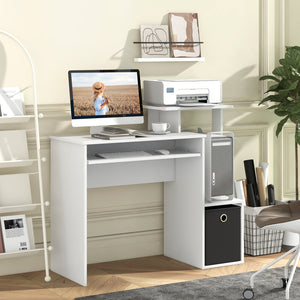 Space-saving Computer Desk with Pull-out Keyboard Tray-White view 2