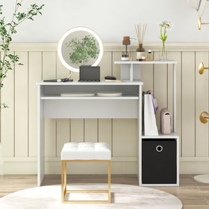 Space-saving Computer Desk with Pull-out Keyboard Tray-White view 3