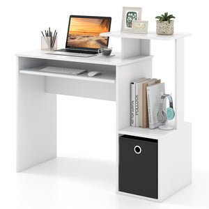 Space-saving Computer Desk with Pull-out Keyboard Tray-White view 4