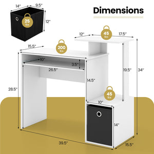 Space-saving Computer Desk with Pull-out Keyboard Tray-White view 5