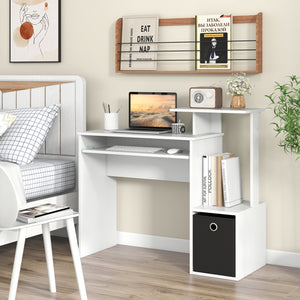 Space-saving Computer Desk with Pull-out Keyboard Tray-White view 6