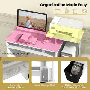 Space-saving Computer Desk with Pull-out Keyboard Tray-White view 8