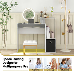 Space-saving Computer Desk with Pull-out Keyboard Tray-White view 9