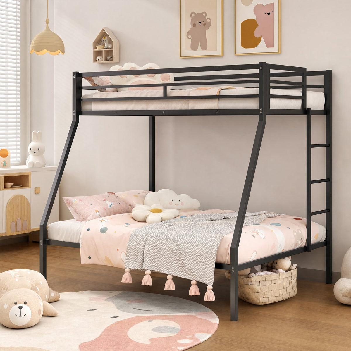 Space-saving Metal Slatted Bed Frame for Teens and Adults Noise-free No Box Spring Needed-Black view 2