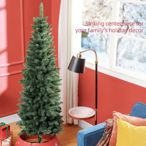 6ft Tall Pencil Artificial Christmas Tree with 479 Branch Tips with Steel Base, Green