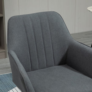 Dining Chairs Set of 2, Linen Upholstery Accent Chair with Back, Armrest, Metal Legs, Dark Grey – view 7