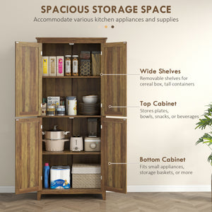 72" Freestanding Storage Cabinet, Kitchen Pantry Cabinet with Doors and Shelves for Dining Room, Natural – view 17